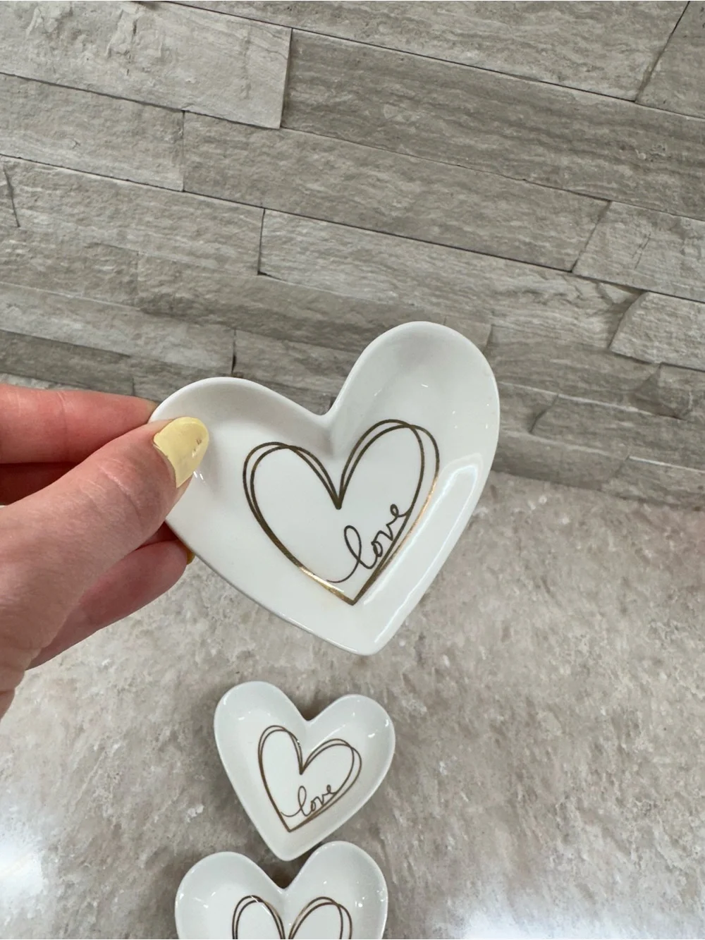 Kate Aspen Trinket Tray Valentine Love Heart Gold Lot of 3